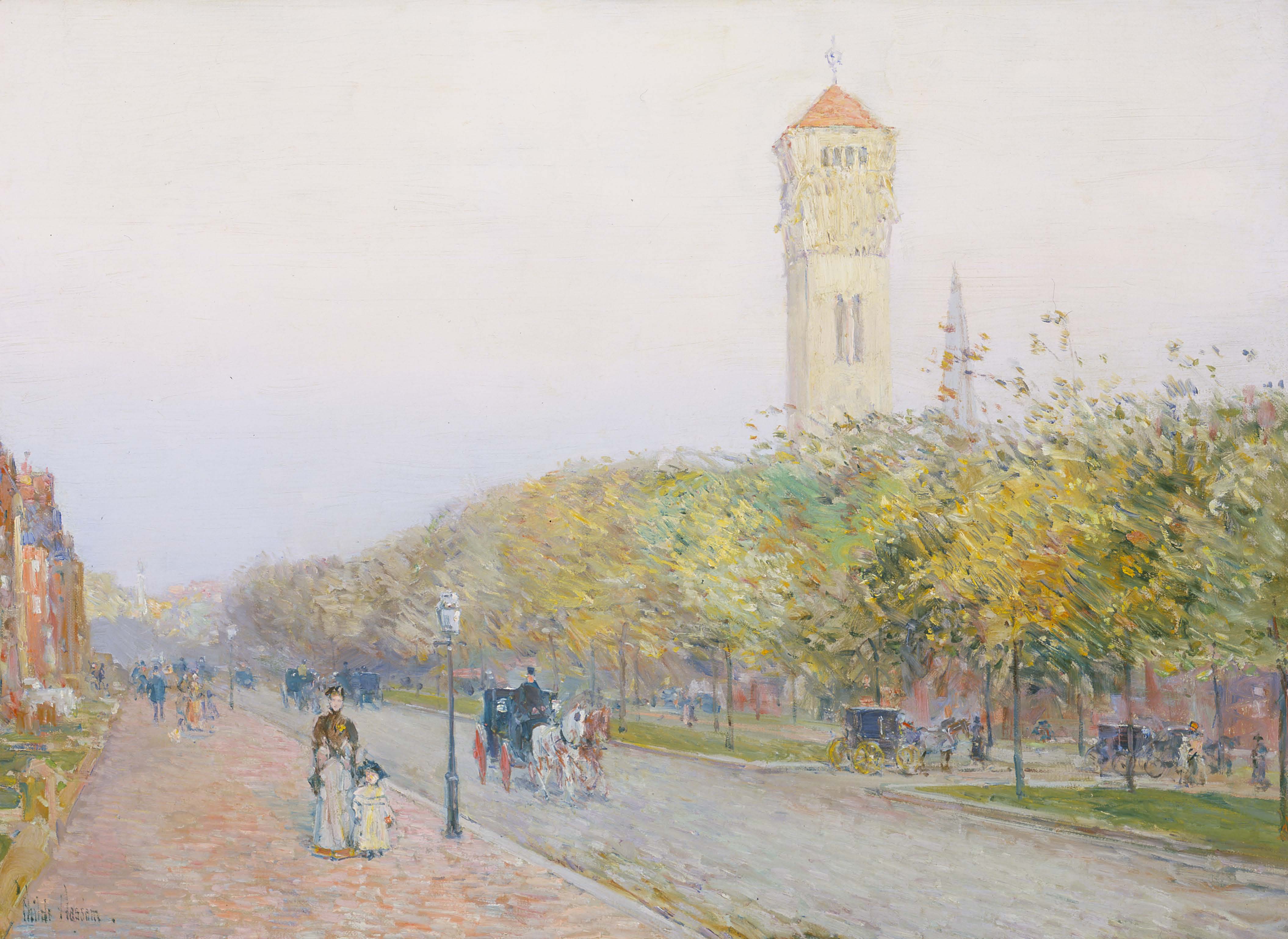 Oil painting of a promenade.