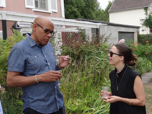 Two people in conversation.