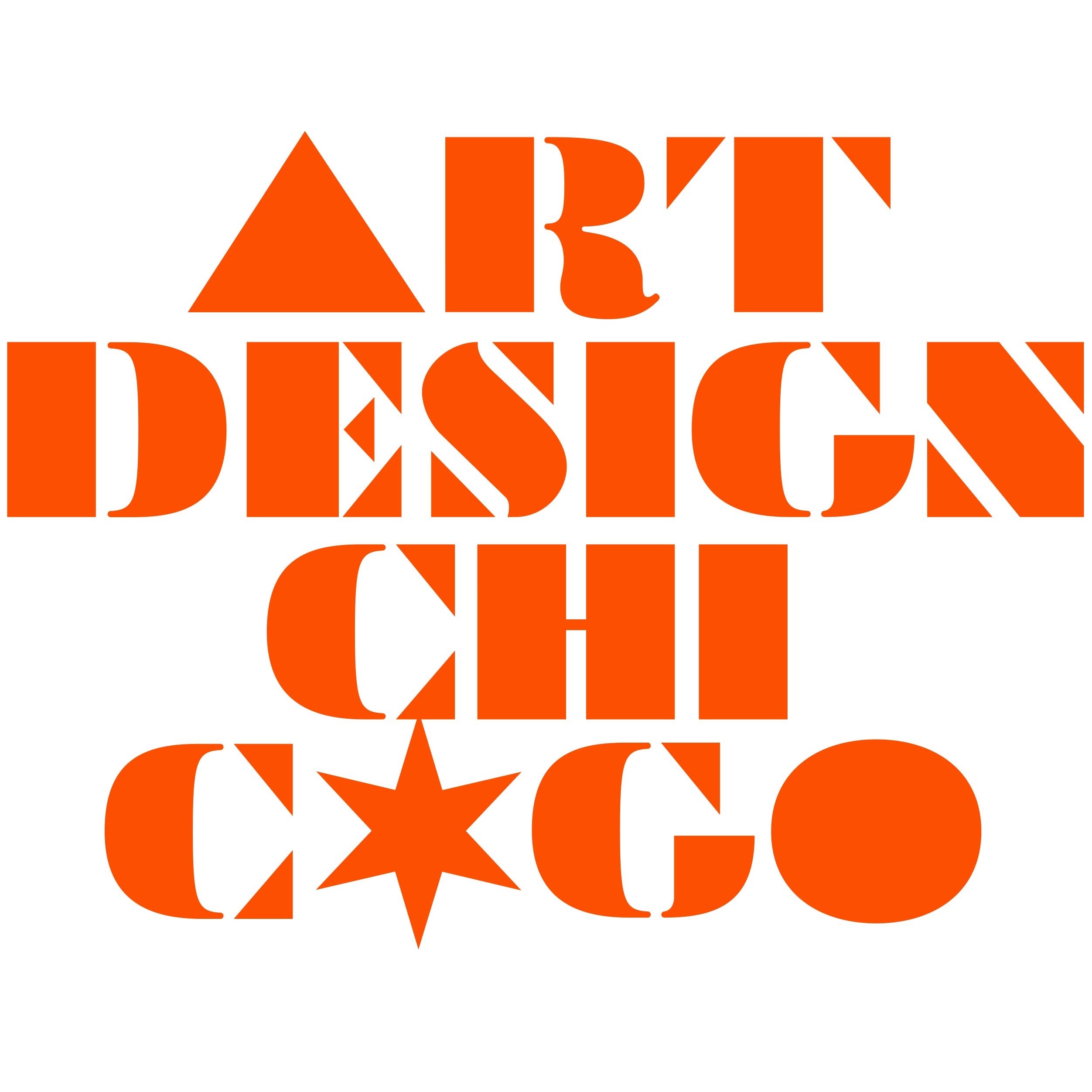 Logo that says "Art Design Chicago" in bold, orange font. The "A" in Chicago looks like a star.