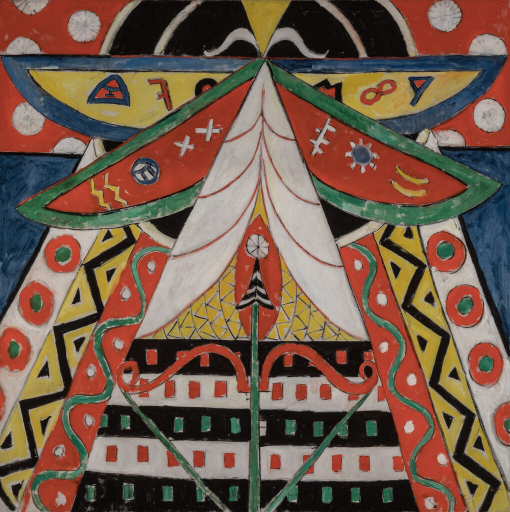 Oil painting of an abstract composition
