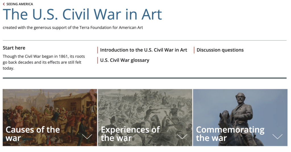 Screenshot of Smarthistory's U.S. Civil War in Art homepage