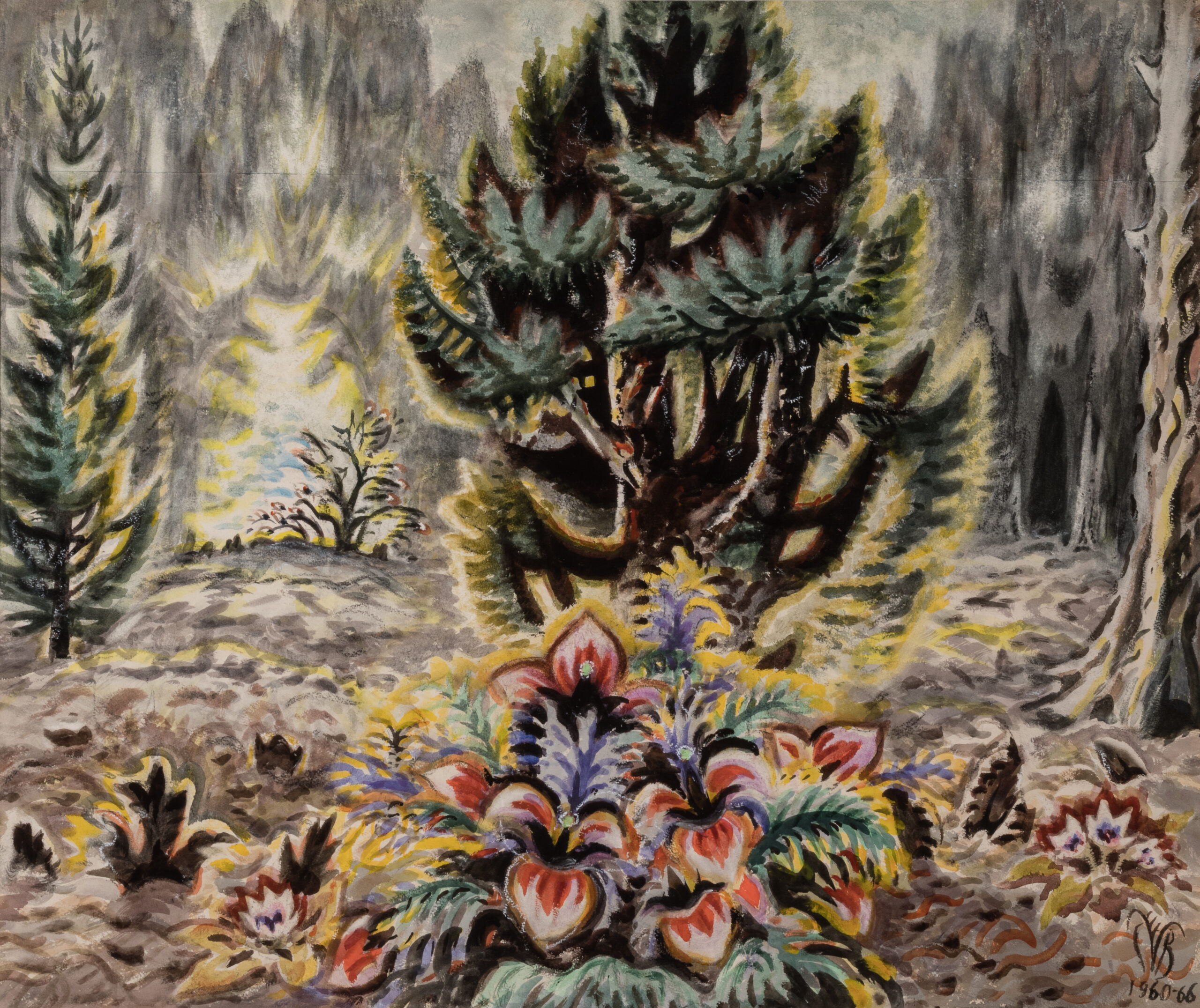 An abstracted view of a forest.