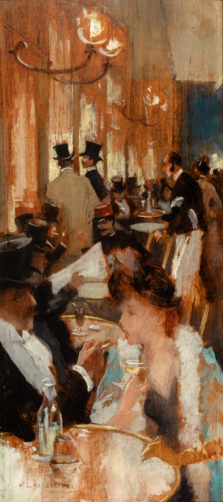 A painting of a cafe scene.
