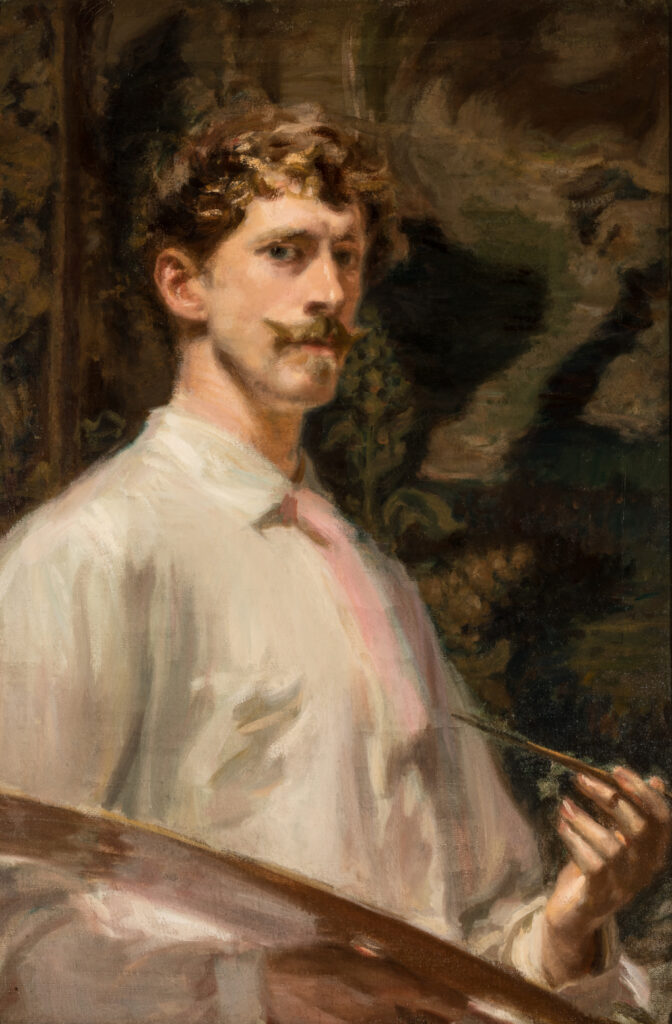 A man poses with a painter's palette.
