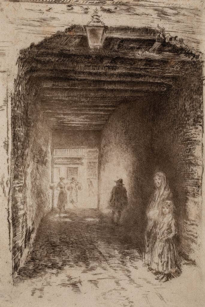 An etching of a doorway.