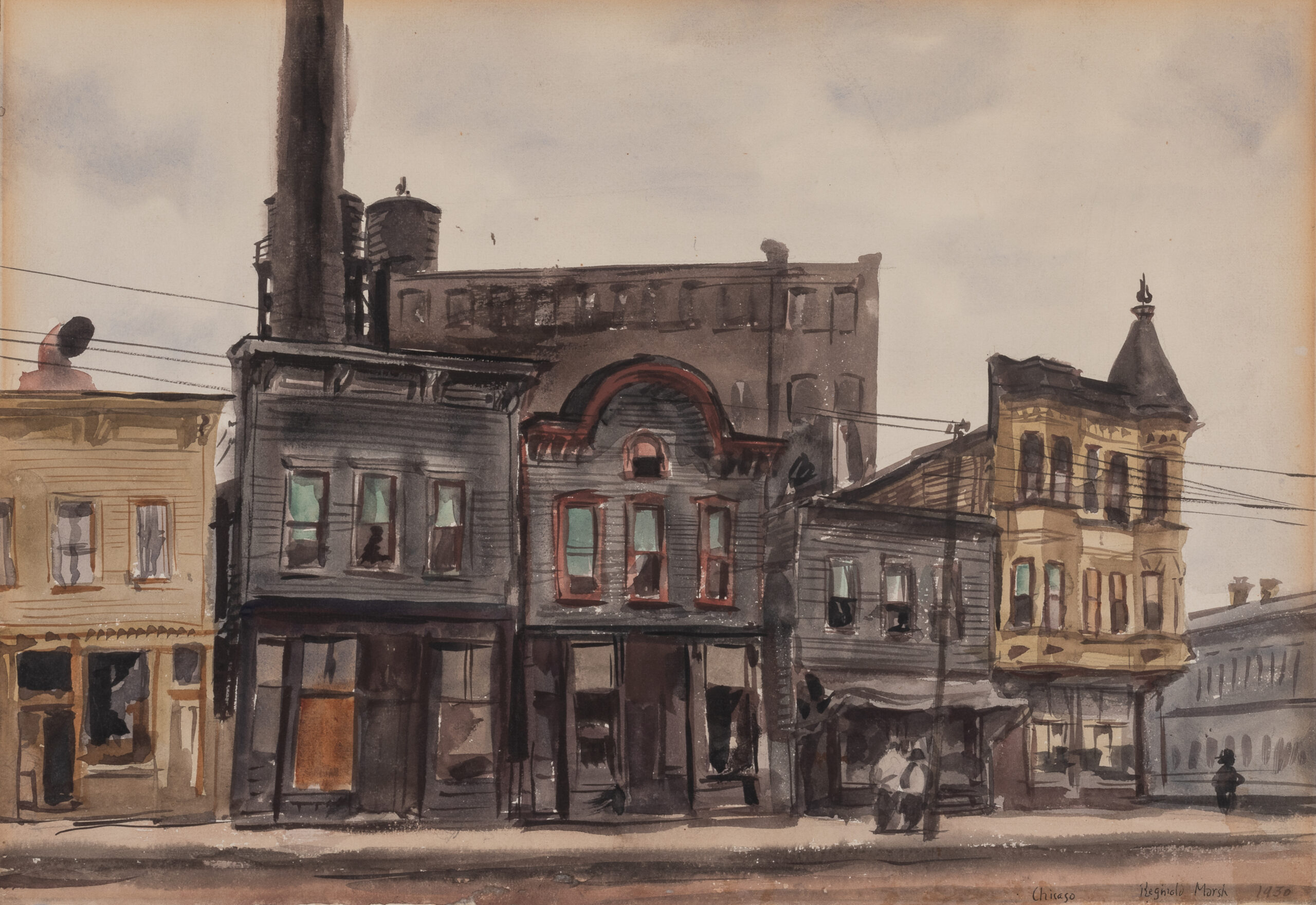 A watercolor of a city street in Chicago.