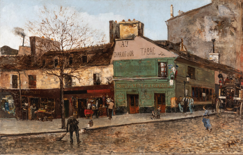 A painting of a street scene in Paris.