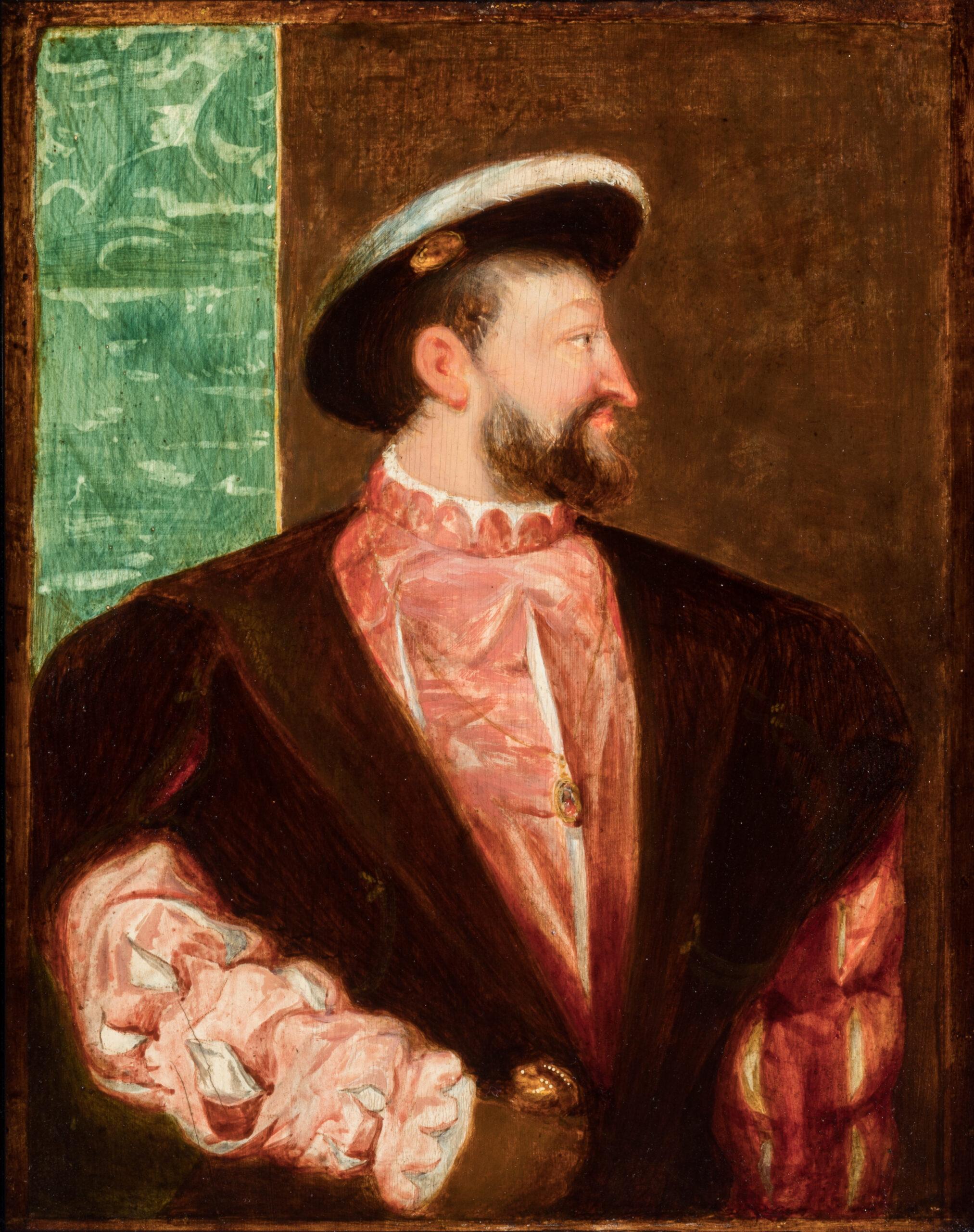 A painting of a man dressed in Renaissance clothing.