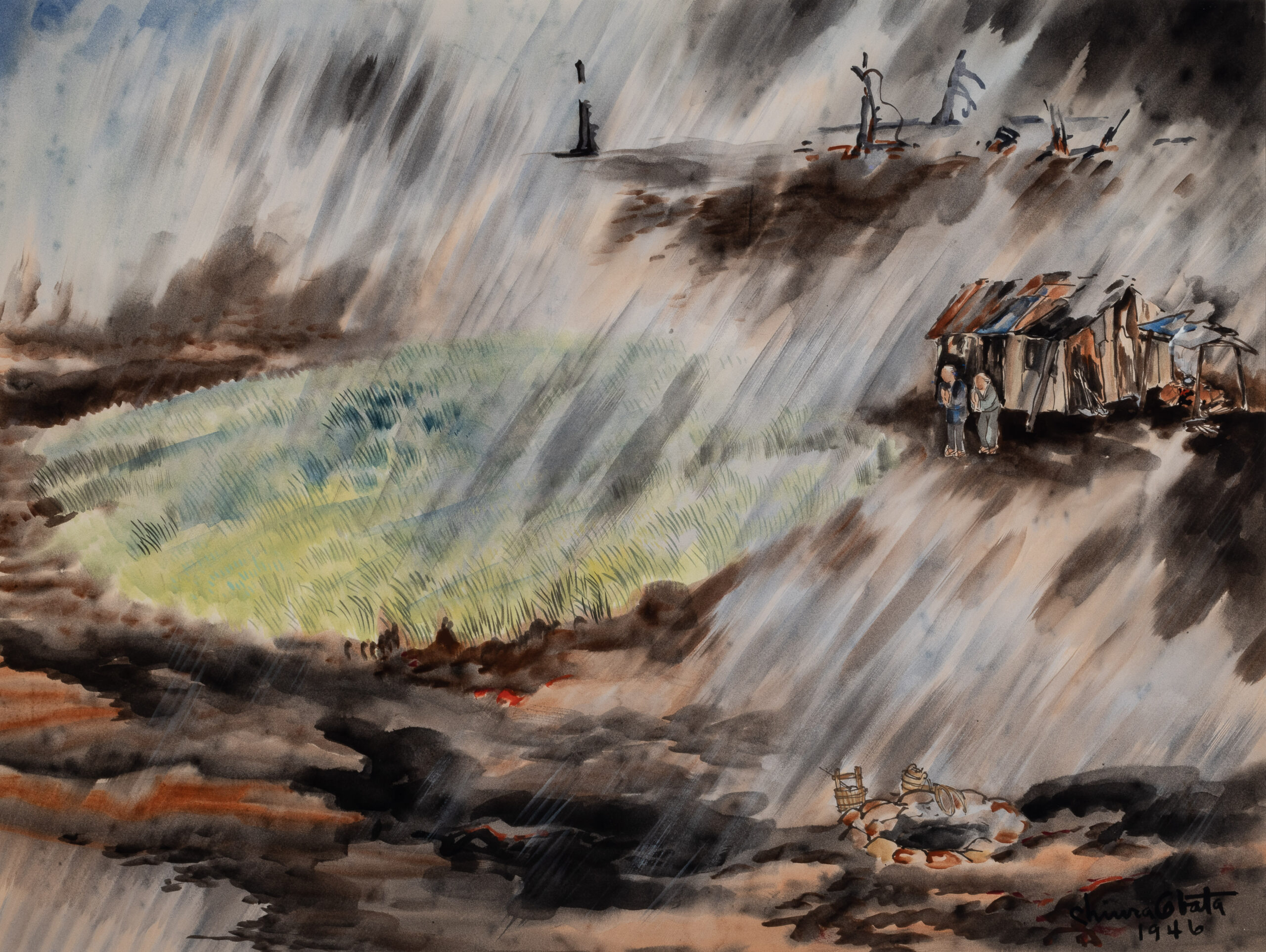 An abstracted view of a landscape.