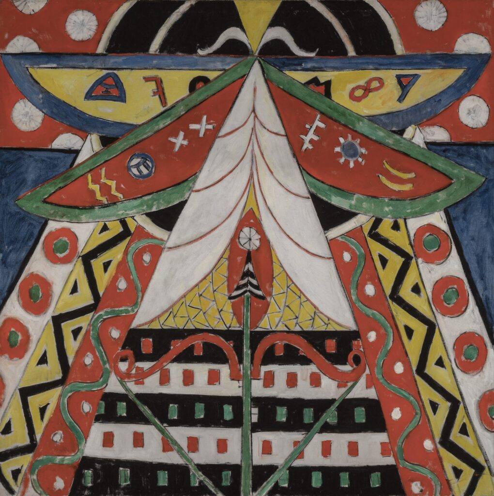 A multi-colored image with different patterns.